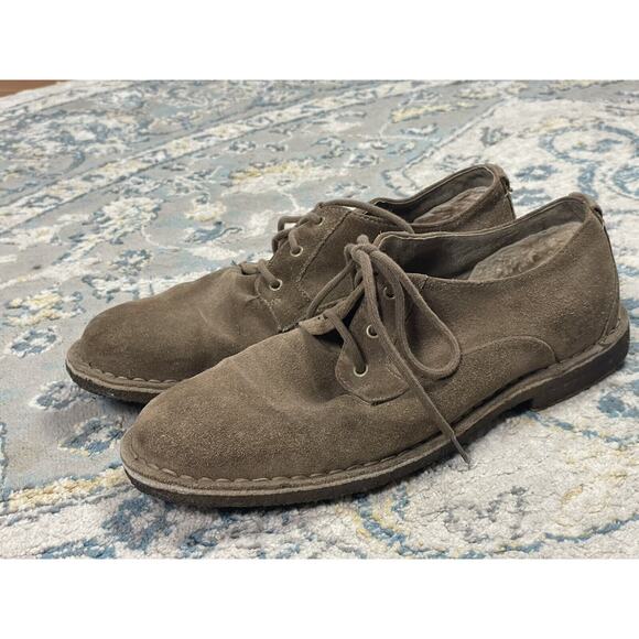UGG TAN SUEDE OXFORD Dress SHOES Sheepskin Lining Mens 10 - Picture 2 of 9